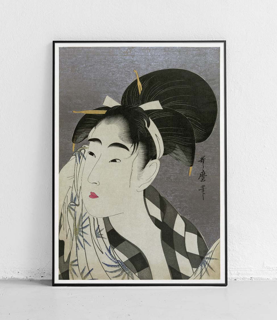 Woman wiping sweat - poster